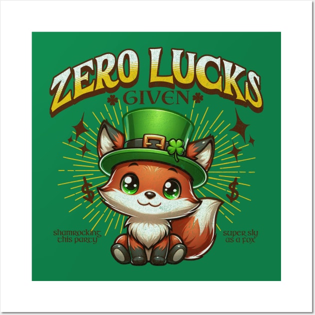 Zero Lucks Given St Patrick's Day Wall Art by DetourShirts